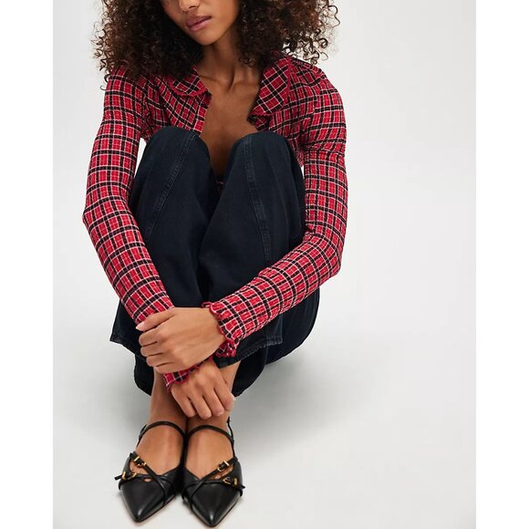 FREE PEOPLE Caught A Feeling Cardi / Red Combo - Picture 4 of 12